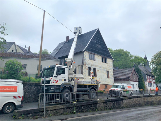 Vorbereitende Arbeiten für den Abriss des Hauses in der Theodor-Fliedner-Straße in Niedershausen